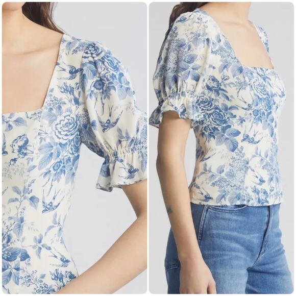 Reformation Constance Floral Print Puff Sleeve Top - Picture 16 of 16